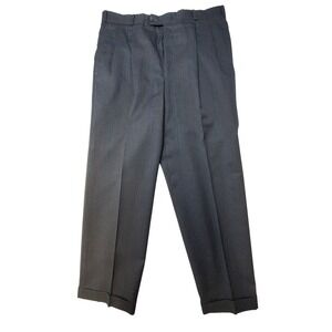Berle Dress Pants Mens 34x29 Tailored Gray‎ Pinstripe Dress Pants Pleated Cuffed